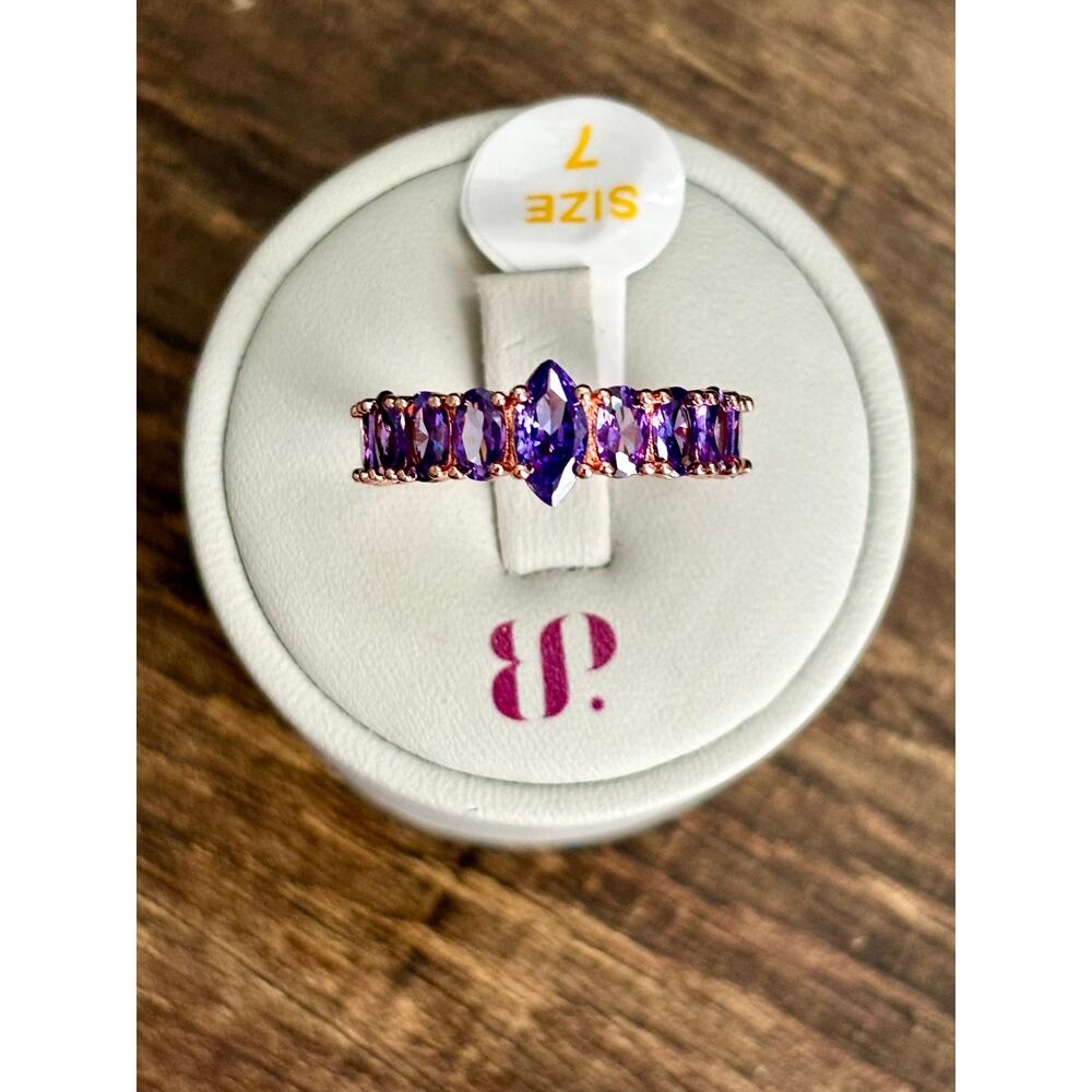 Bomb Party RBP5952 Stunning Radiance Violet Cubic Zirconia Rose Gold Sz 7